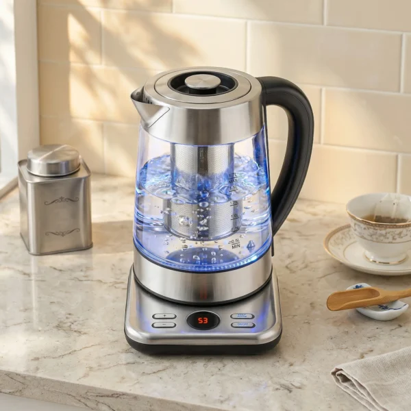 Elektrische Waterkoker, 1,7L Snelkokende 2200W Waterkoker Met UK Strix Thermostaat, Theezeef, Warmhoudfunctie