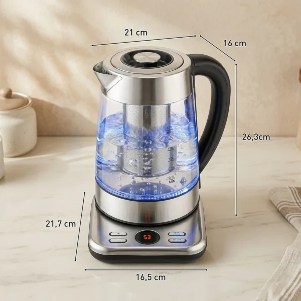 Elektrische Waterkoker, 1,7L Snelkokende 2200W Waterkoker Met UK Strix Thermostaat, Theezeef, Warmhoudfunctie
