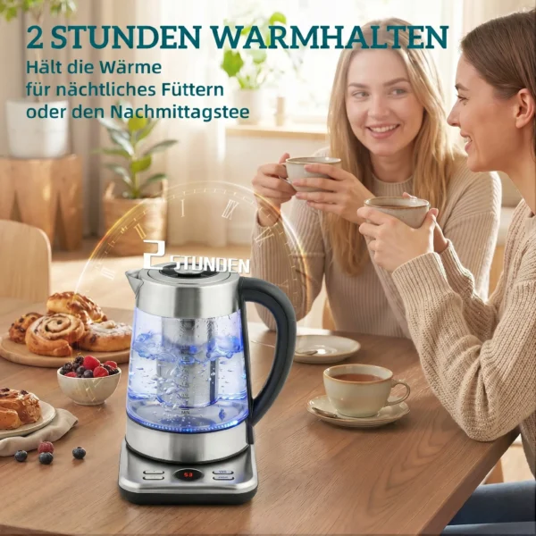 Elektrische Waterkoker, 1,7L Snelkokende 2200W Waterkoker Met UK Strix Thermostaat, Theezeef, Warmhoudfunctie