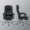Ergonomische Bureaustoel Met Massagefunctie, Bureaustoel Met Voetensteun, Kunstleer Zwart