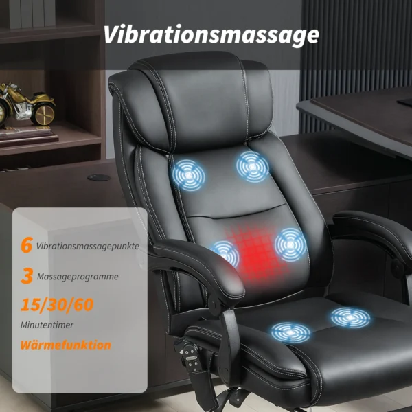 Ergonomische Bureaustoel Met Massagefunctie, Bureaustoel Met Voetensteun, Kunstleer Zwart