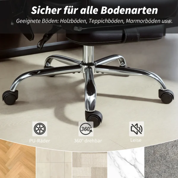 Ergonomische Bureaustoel Met Massagefunctie, Bureaustoel Met Voetensteun, Kunstleer Zwart