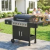 Gasgrill 17,8 KW 6+1 Branders BBQ Grillwagen Gemaakt Van Roestvrij Staal Inclusief Rol Zijbrander Thermometer Geëmailleerd Grillrooster
