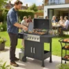 Gasgrill 17,8 KW 6+1 Branders BBQ Grillwagen Gemaakt Van Roestvrij Staal Inclusief Rol Zijbrander Thermometer Geëmailleerd Grillrooster