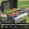 Gasgrill 17,8 KW 6+1 Branders BBQ Grillwagen Gemaakt Van Roestvrij Staal Inclusief Rol Zijbrander Thermometer Geëmailleerd Grillrooster