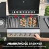 Gasgrill 17,8 KW 6+1 Branders BBQ Grillwagen Gemaakt Van Roestvrij Staal Inclusief Rol Zijbrander Thermometer Geëmailleerd Grillrooster