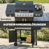 Gasgrill 17,8 KW 6+1 Branders BBQ Grillwagen Gemaakt Van Roestvrij Staal Inclusief Rol Zijbrander Thermometer Geëmailleerd Grillrooster
