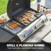 Gasgrill 7,5 KW Draagbare Tafelgrill Met 3 Branders Zijtafel Braadplaat Emaille Grillroosters Vetopvangbak