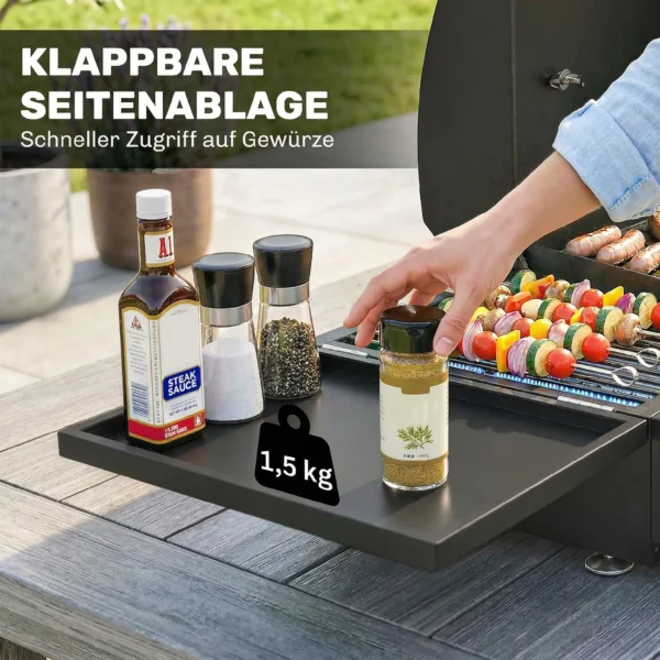 Gasgrill 7,5 KW Draagbare Tafelgrill Met 3 Branders Zijtafel Braadplaat Emaille Grillroosters Vetopvangbak