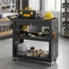 Gereedschapswagen Met Vergrendelbare Wielen, Rollende Werkplaatswagen Met 3 Niveaus, Lade En Geperforeerde Platen, Zwart