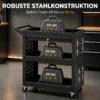 Gereedschapswagen Met Vergrendelbare Wielen, Rollende Werkplaatswagen Met 3 Niveaus, Lade En Geperforeerde Platen, Zwart
