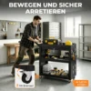 Gereedschapswagen Met Vergrendelbare Wielen, Rollende Werkplaatswagen Met 3 Niveaus, Lade En Geperforeerde Platen, Zwart
