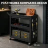 Gereedschapswagen Met Vergrendelbare Wielen, Rollende Werkplaatswagen Met 3 Niveaus, Lade En Geperforeerde Platen, Zwart