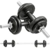Halterset 2 in 1 Korte Halters Lange Halters Verstelbaar Tot 20 KG Met Antislip Handvat Voor Krachttraining Thuis Grijs