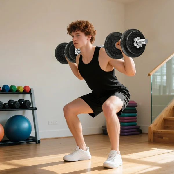 Halterset 2 in 1 Korte Halters Lange Halters Verstelbaar Tot 20 KG Met Antislip Handvat Voor Krachttraining Thuis Grijs