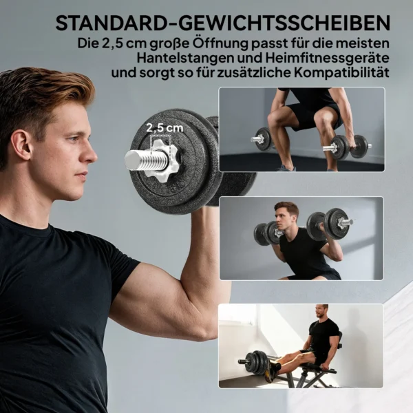 Halterset 2 in 1 Korte Halters Lange Halters Verstelbaar Tot 20 KG Met Antislip Handvat Voor Krachttraining Thuis Grijs