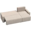 Hoekbank Met Slaapfunctie En Omkeerbare Chaise Longue, L vormige 3 zits Bank Met Fluwelen Bekleding, Beige