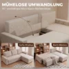 Hoekbank Met Slaapfunctie En Omkeerbare Chaise Longue, L vormige 3 zits Bank Met Fluwelen Bekleding, Beige