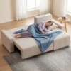 Hoekbank Met Slaapfunctie En Omkeerbare Chaise Longue, L vormige 3 zits Bank Met Fluwelen Bekleding, Beige