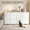 Hoogglans Dressoir, Moderne Commode Met 4 Deuren En Verstelbare Planken, Soft close Functie, Wit
