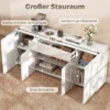 Hoogglans Dressoir, Moderne Commode Met 4 Deuren En Verstelbare Planken, Soft close Functie, Wit