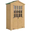 Houten Tuinkast Gereedschapsschuur Met Plank, Acrylramen, Afsluitbare Deur, Bodemplaat, Asfaltdak, Ventilatiepaneel