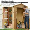 Houten Tuinkast Gereedschapsschuur Met Plank, Acrylramen, Afsluitbare Deur, Bodemplaat, Asfaltdak, Ventilatiepaneel