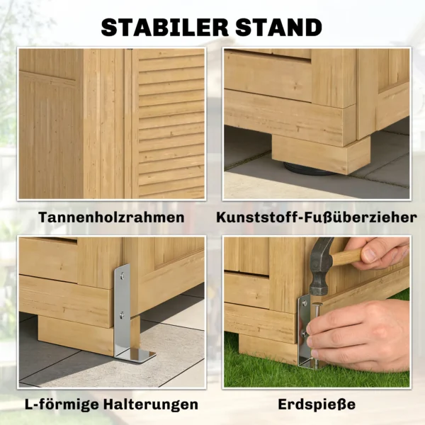 Houten Tuinkast Gereedschapsschuur Met Plank, Acrylramen, Afsluitbare Deur, Bodemplaat, Asfaltdak, Ventilatiepaneel