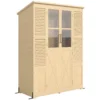 Houten Tuinkast Loopbare Gereedschapsschuur Met Plank Acrylramen Dubbele Deur Asfalt Dak Lamellenventilatie Bodemplaat