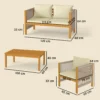 Houten Tuinmeubelset Zitgroep Voor 4 Personen Met 2 zits Sofa, 2 Stoelen, Tafel, Touwvlechtwerk, Lamellendesign, Wasbare Kussens
