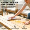 Houten Tuinmeubelset Zitgroep Voor 4 Personen Met 2 zits Sofa, 2 Stoelen, Tafel, Touwvlechtwerk, Lamellendesign, Wasbare Kussens