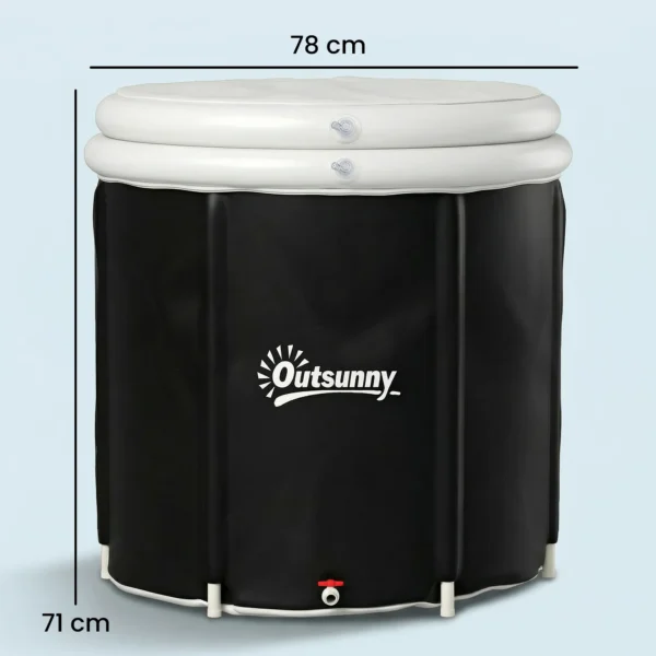 IJsbad Ø78 Cm Opvouwbare IJsbadtub Opblaasbare Draagbare IJston 280L Met 3 Isolatielagen Deksel, Zwart
