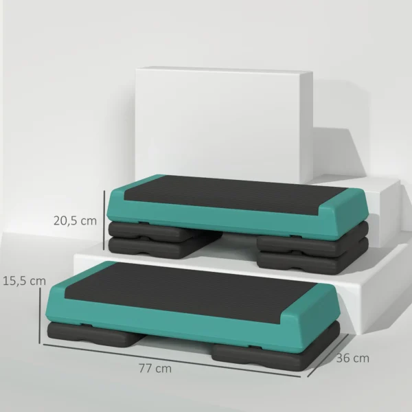 In Hoogte Verstelbaar Fitness Aerobic Stepper Met 3 Niveaus (10,5/15,5/20,5 Cm), Anti slip Groen
