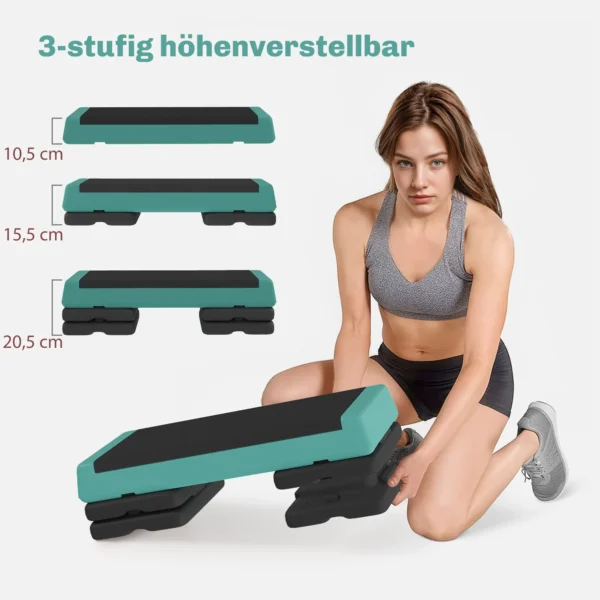 In Hoogte Verstelbaar Fitness Aerobic Stepper Met 3 Niveaus (10,5/15,5/20,5 Cm), Anti slip Groen