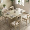 Inklapbare Eettafel Voor 2 4 Personen, Rolbare Tafel Met Open Vak En Lade, Ideaal Voor Kleine Ruimtes, Natuur