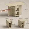 Inklapbare Eettafel Voor 2 4 Personen, Rolbare Tafel Met Open Vak En Lade, Ideaal Voor Kleine Ruimtes, Natuur