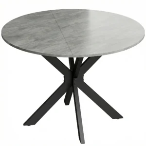 Inklapbare Eettafel Voor 2 6 Personen, Ronde Klaptafel Met Dubbel X Stalen Frame, Dik Tafelblad, Cementgrijs