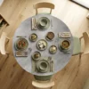 Inklapbare Eettafel Voor 2 6 Personen, Ronde Klaptafel Met Dubbel X Stalen Frame, Dik Tafelblad, Cementgrijs