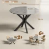 Inklapbare Eettafel Voor 2 6 Personen, Ronde Klaptafel Met Dubbel X Stalen Frame, Dik Tafelblad, Cementgrijs