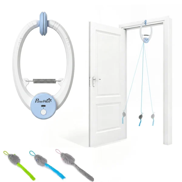 Interactief Kattenspeelgoed USB Oplaadbare Deurhangende Springende Muis Voor Katten, 24,1 X 13,8 X 6,6 Cm Wit