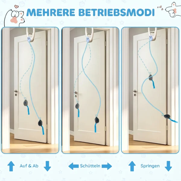 Interactief Kattenspeelgoed USB Oplaadbare Deurhangende Springende Muis Voor Katten, 24,1 X 13,8 X 6,6 Cm Wit