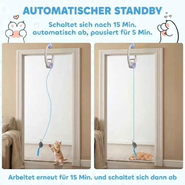Interactief Kattenspeelgoed USB Oplaadbare Deurhangende Springende Muis Voor Katten, 24,1 X 13,8 X 6,6 Cm Wit