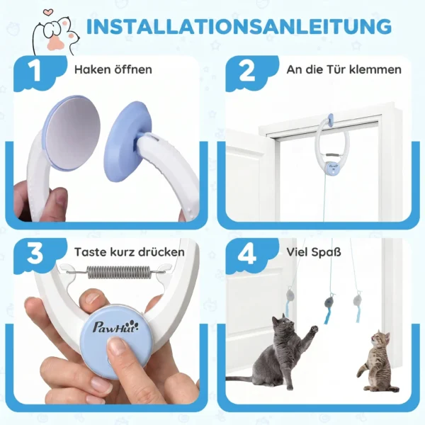 Interactief Kattenspeelgoed USB Oplaadbare Deurhangende Springende Muis Voor Katten, 24,1 X 13,8 X 6,6 Cm Wit