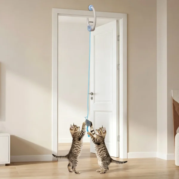 Interactief Kattenspeelgoed USB Oplaadbare Deurhangende Springende Muis Voor Katten, 24,1 X 13,8 X 6,6 Cm Wit