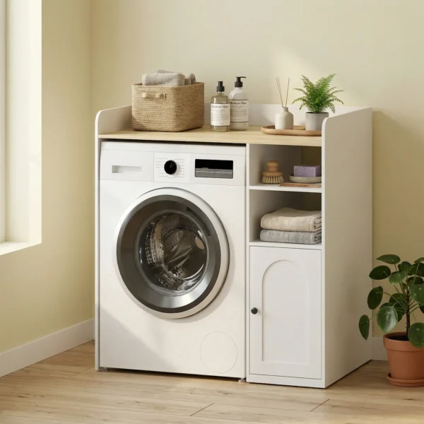 Kast Boven De Wasmachine Met Soft close Scharnieren, Moderne Badkamerorganizer Boven Het Toilet Met Open Opbergvakken
