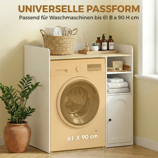 Kast Boven De Wasmachine Met Soft close Scharnieren, Moderne Badkamerorganizer Boven Het Toilet Met Open Opbergvakken