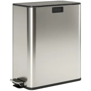 Keukenafvalbak 2 X 28L RVS Pedaalemmer Met Soft Close Deksel, Uitneembare Binnenvaten