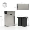 Keukenafvalbak 2 X 28L RVS Pedaalemmer Met Soft Close Deksel, Uitneembare Binnenvaten