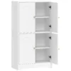 Keukenkast, Hoge Kast Met 2 Verstelbare Planken, Keukenbuffet Met 4 Gebogen Deuren 60 X 30 X 110 Cm, Wit