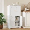 Keukenkast, Hoge Kast Met 2 Verstelbare Planken, Keukenbuffet Met 4 Gebogen Deuren 60 X 30 X 110 Cm, Wit